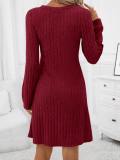 Long Sleeve V Neck Midi Dress GYSQ-CDEF2160