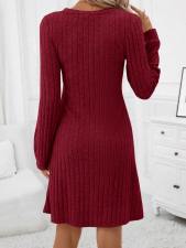 Long Sleeve V Neck Midi Dress GYSQ-CDEF2160