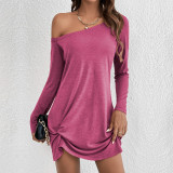 Loose Solid Logn Sleeve Casual Dress GYSQ-CDCJ3120