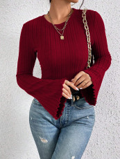 Flare Sleeve O Neck Slim T Shirt GYSQ-CCEF1860