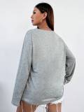 Loose V Neck Long Sleeve Tops GYSQ-UTEF2680