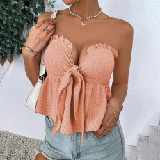 Sexy Tube Tops Tie Up Ruffles Top GYSQ-QVCE2820
