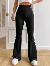 High Waist Stripe Patchwork Micro Flare Pants GYSQ-KPED1310