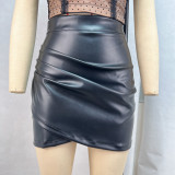 Sexy PU High Waist Wrap-around Skirt GPBY-15819