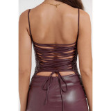 Sexy PU Leather Backless Bandage Dress GPBY-14781