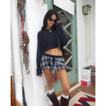 Plaid Print Bottomed Pod Culottes ASL-6769