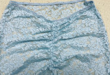 Lace See-Through Long Sleeve Half Body Skirt Two Piece Set GPBY-15743