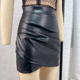 Sexy PU High Waist Wrap-around Skirt GPBY-15819