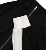 Long Sleeve Zipper Color Block Two Piece Pants Set AIL-301