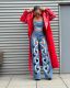 Hollow Out Embroidered Heart Straight Leg Jeans TK-6332