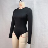 Solid Color Long Sleeve Sport Bodysuit GPBY-15946