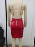 Glossy PU Leather Slim Half Body Skirt GPBY-2175
