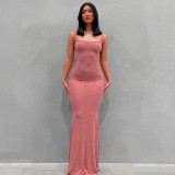 Solid Color Slim Sling Maxi Dress GPBY-15435