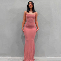 Solid Color Slim Sling Maxi Dress GPBY-15435