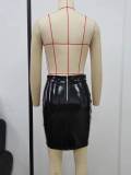 Glossy PU Leather Slim Half Body Skirt GPBY-2175