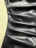 Sleeveless Pleated Irregular PU Leather Mini Dress GPBY-16356
