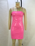 Sexy Backless PU Leather Zipper Mini Dress GPBY-13511