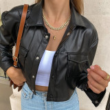 Long Sleeve PU Leather Short Jackets GPBY-13358