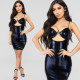 Sexy V Neck Sling PU Leather Mini Dress GPBY-1437