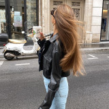 Long Sleeve PU Leather Short Jackets GPBY-13358