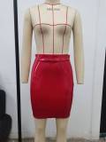 Glossy PU Leather Slim Half Body Skirt GPBY-2175