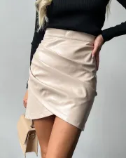 Sexy PU High Waist Wrap-around Skirt GPBY-15819