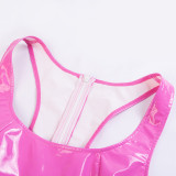 PU Leather Glossy Sleeveless Mini Dress GPBY-13243