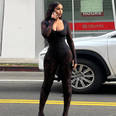 U Neck Long Sleeve Lace Jumpsuit GPBY-X931