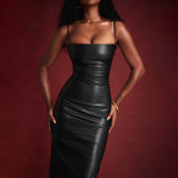 Sexy PU Leather Backless Bandage Dress GPBY-14781