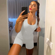 Solid Color Sleeveless Backless Romper GPBY-14469