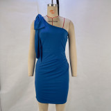 Slant Shoulder Bow Sleeveless Mini Dress GPBY-14335