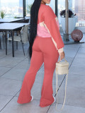 Long Sleeve Zipper Color Block Two Piece Pants Set AIL-301