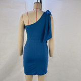 Slant Shoulder Bow Sleeveless Mini Dress GPBY-14335