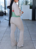 Long Sleeve Zipper Color Block Two Piece Pants Set AIL-301