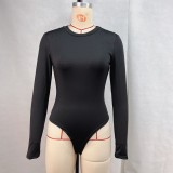 Solid Color Long Sleeve Sport Bodysuit GPBY-15946