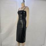 Sexy PU Leather Backless Bandage Dress GPBY-14781