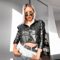 Long Sleeve PU Leather Short Jackets GPBY-13358