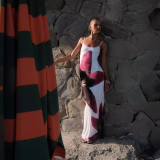 Sexy Print Sling Split Maxi Dress GPBY-15416