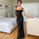 One Neck See Through Lace Slign Maxi Dress GPBY-15148
