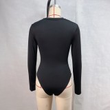 Solid Color Long Sleeve Sport Bodysuit GPBY-15946
