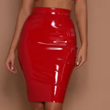 Glossy PU Leather Slim Half Body Skirt GPBY-2175