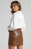 High Waist Zipper Split PU Leather Skirt GPBY-16542