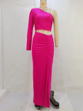 Single Shoulder Sleeve Hollow Out Long Dress GPBY-14231