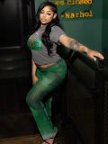 Print Short Sleeve Casual Pants Suit GMJL-XH201