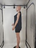 Solid Color Sleeveless Sweater Two Piece Shorts Set GMJL-MS003
