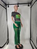Print Short Sleeve Casual Pants Suit GMJL-XH201