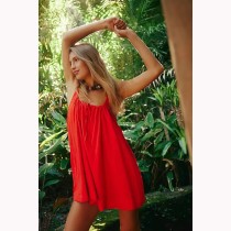 Suspender Snap Solid Color Midi Dress GMJL-MS001