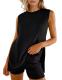Solid Color Sleeveless Sweater Two Piece Shorts Set GMJL-MS003