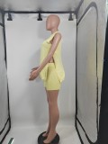 Solid Color Sleeveless Sweater Two Piece Shorts Set GMJL-MS003