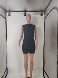 Solid Color Sleeveless Sweater Two Piece Shorts Set GMJL-MS003